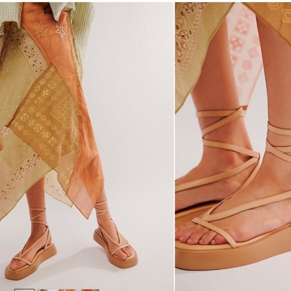 new FREE PEOPLE Winnie Wrap Flatform  in  Vachetta  (252) - Picture 3 of 16